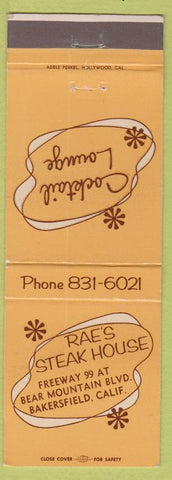 Matchbook Cover - Rae's Teak House Bakersfield CA