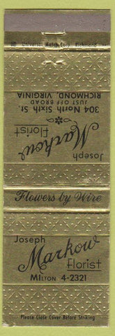 Matchbook Cover - Joseph Markow Florist Richmond VA
