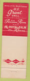 Matchbook Cover - US Grant Motel San Diego CA
