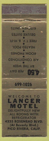 Matchbook Cover - Lancer Motel Pico Rivera CA