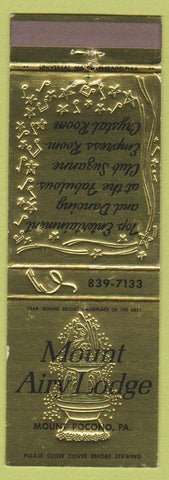 Matchbook Cover - Mount Aiy Lodge Mount Pocono PA