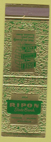 Matchbook Cover - Ripon State Bank Fairwater Brandon WI