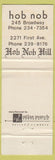 Matchbook Cover - Hob Nob San Diego CA
