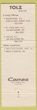 Matchbook Cover - Tolz Realtors Wildwood NJ Cape May Villas