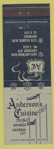 Matchbook Cover - Anderson's Restaurant Maywood Lakewood City