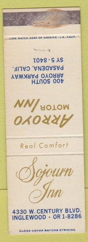 Matchbook Cover - Sojourn Inn Inglewood CA Arroyo Motor Inn Pasadena CA