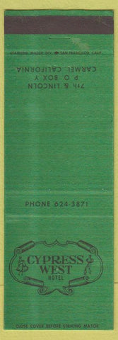 Matchbook Cover - Cypress West Hotel Carmel CA