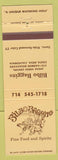 Matchbook Cover - Bilbo Baggins Restaurant Cosa Mesa CA
