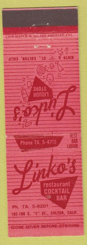 Matchbook Cover - Linko's Colton CA
