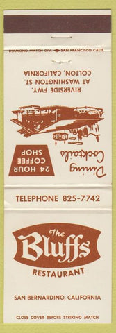 Matchbook Cover - Bluffs Restaurant San Bernardino CA Colton