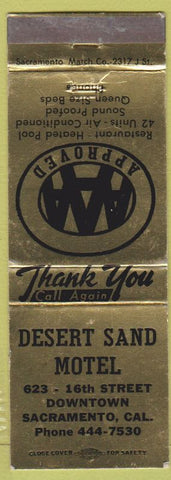 Matchbook Cover - Desert Sand Motel Sacramento CA