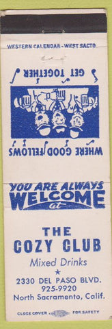 Matchbook Cover - Cozy Club North Sacramento CA