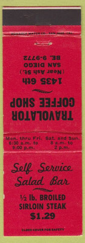 Matchbook Cover - Self Service Salad Bar Travolator Coffee Shop San Diego CA