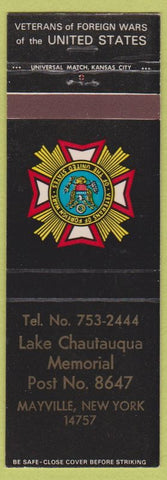 Matchbook Cover - VFW Lake Chautauqua Memorial Mayville NY