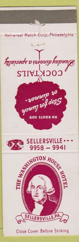 Matchbook Cover - Washington House Hotel Sellersville PA George Washington