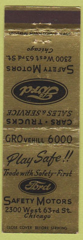 Matchbook Cover - Ford Safety Motors Chicago IL