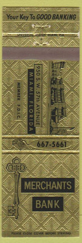 Matchbook Cover - Merchants Bank Miami FL