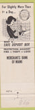 Matchbook Cover - Merchants Bank Miami FL