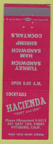 Matchbook Cover - Hacienda Pittsburg CA