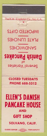 Matchbook Cover - Ellen's Danish Pancake House Solvang CA