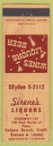 Matchbook Cover - Sirene's Liquors Solana Beach CA