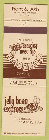 Matchbook Cover - Jelly Bean Express Restaurant San Diego cA