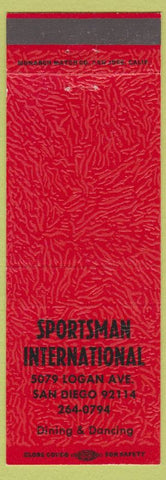 Matchbook Cover - Sportsman International San Diego CA