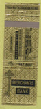 Matchbook Cover - Merchants Bank Miami FL