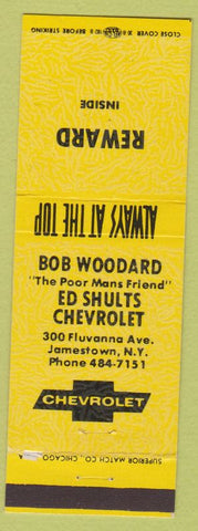 Matchbook Cover - Bob Woodard Ed Shults Chevrolet Jamestown NY