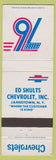 Matchbook Cover - Ed Shults Chevrolet Jamestown NY