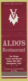 Matchbook Cover - Aldo's Restaurant Sacramento CA