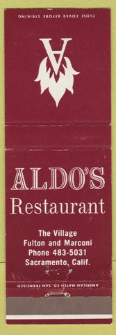 Matchbook Cover - Aldo's Restaurant Sacramento CA