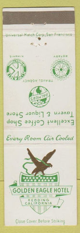 Matchbook Cover - Golden Eagle Hotel Redding CA Kiwanis Rotary Club