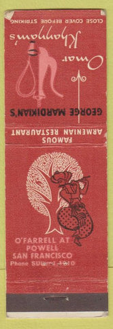 Matchbook Cover - George Mardikian's Omar Khayyam's San Francisco CA