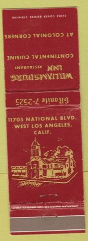 Matchbook Cover - Williamsburg Inn West Los Angeles CA WEAR