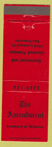 Matchbook Cover - The Amendment San Francisco CA