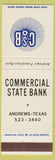 Matchbook Cover - Commerce State Bank Andrews TX