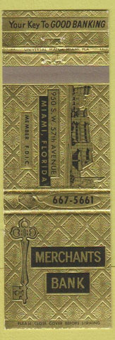 Matchbook Cover - Merchants Bank Miami FL