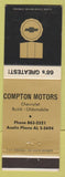 Matchbook Cover - 1968 Chevrolet Buick Oldsmobile Compton CA