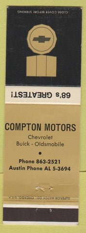 Matchbook Cover - 1968 Chevrolet Buick Oldsmobile Compton CA