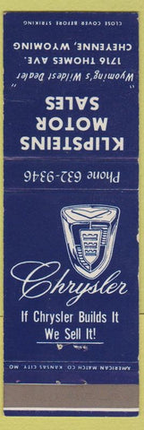 Matchbook Cover - Klipsteins Motor Sales Cheyenne WY Chrysler