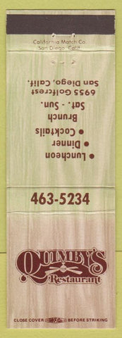 Matchbook Cover - Quimby's Restaurant San Diego CA