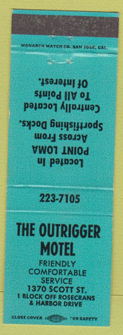 Matchbook Cover - Outrigger Motel Point Loma San Diego CA teal
