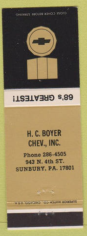 Matchbook Cover - 1968 Chevrolet HC Boyer Sunbury PA