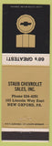 Matchbook Cover - 1968 Chevrolet Staub New Oxford PA