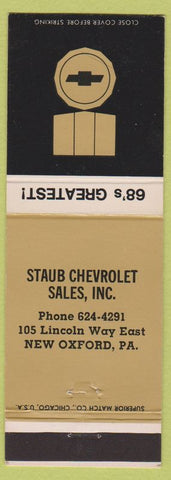 Matchbook Cover - 1968 Chevrolet Staub New Oxford PA