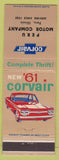 Matchbook Cover - 1961 Chevrolet Corvair Peru IL