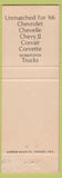 Matchbook Cover - 1966 Chevrolet Staub New Oxford PA