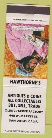 Matchbook Cover - Hawthorne's Antiques Coins San Diego CA