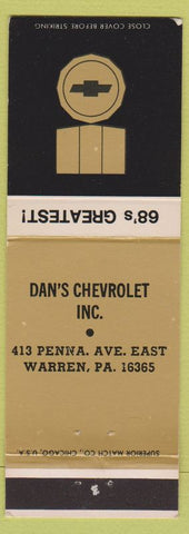 Matchbook Cover - 1968 Chevrolet Dan's Warren PA